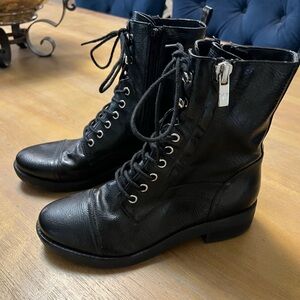 Black Leather Lace-Up Boots